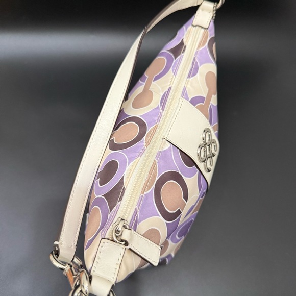 COACH 44837 Julia Outline OP Art Lilac Sateen Pouch Small Purse Shoulder Handbag - Picture 5 of 16